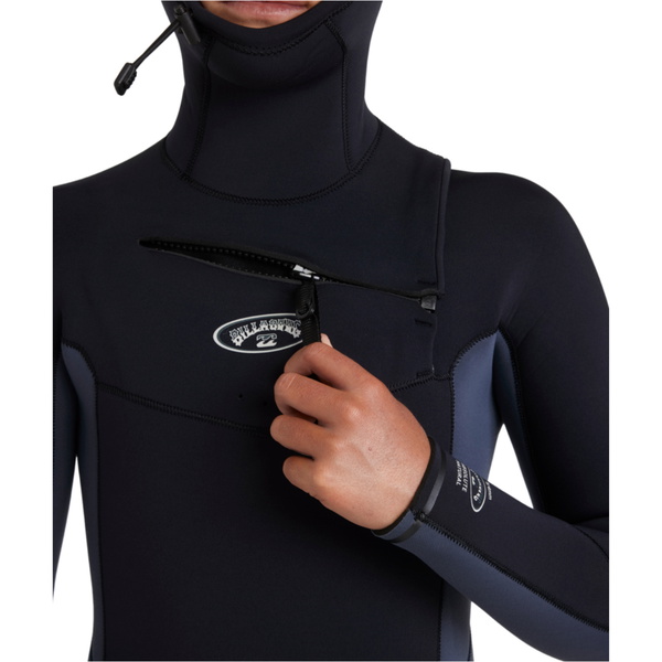 2025 Billabong Junior Absolute Natural 5/4mm Chest Zip Hooded Wetsuit 24CW193508 - Blue Combo